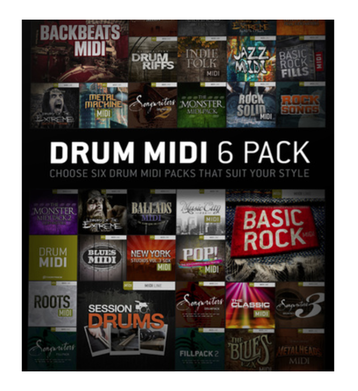 Toontrack Drum MIDI 6 Pack Custom  Bundle (6x Drums MIDI)